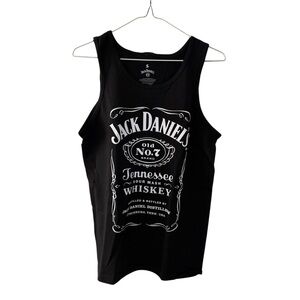 Jack Daniels Whisky Tank Top Men Size Small Cotton Black & White Licensed Biker